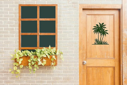 Benziso Metal Palm Tree Wall Art Tropical plants Wall Decor Beach Theme Wall Sculptures Coastal Wall Hanging for Bathroom Living Room Indoor Outdoor (Green)