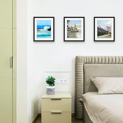 Picrit 10x12 Picture Frame Set of 12, Display 8x10 with Mat or 10x12 without Mat, Photo Frames for Wall Mounting or Table Top Display, Black
