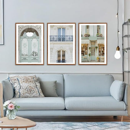 KAlRNE Vintage Italian Large Wall Art,Set of 3(24’’X36’’),Modern Paris Cityscape Wall Decor,European Street Picture, Europe Framed Canvas Prints For Living Room Bedroom Office Decor