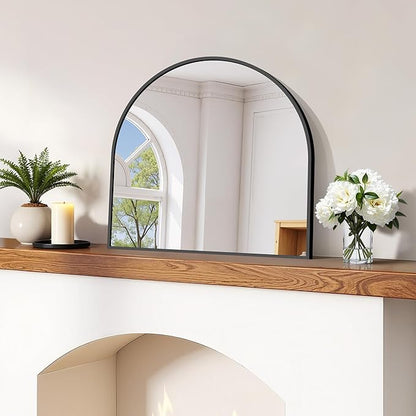 CIRCUMI Arched Wall Mirror, 20"x20" Black Arched Mirror with Tempered Glass, Metal Frame, Large Size for Entryway Table, Mantel,Living Room,Over Sink,Arch Mirror for Decor,Shatterproof&Crystal-Clear