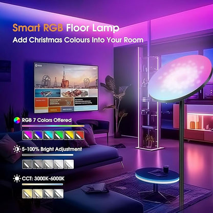 hanaking 30W/2600LM Bright Floor Lamp with Remote Control, RGB Color Changing Torchiere Floor Lamp, Stepless Adjust Color Temperatures and Brightness for Bedroom and Play Room