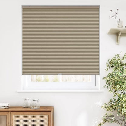 LazBlinds Cordless Cellular Shades, Blackout Privacy Honeycomb Shades for Home, Thermal Insulation Noise Reduction Blinds for Windows, 42'' W x 64'' H, Taupe