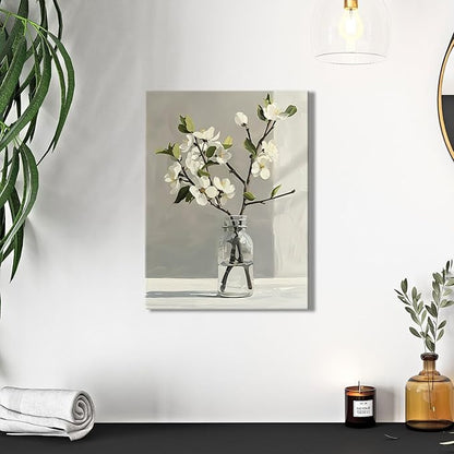 daktenn Floral Canvas Wall Art Bathroom Wall Art Pictures Wall Decor Home Decor Wall Decor for Bedroom Livingroom 12x16 Inches