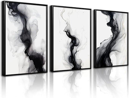 Black White Abstract Wall Art Decor Gray Modern Wall Art Minimalist Canvas Painting Black White Grey Pictures Poster Abstract Prints Artwork for Living Room Bedroom 12x16 Set of 3 Inch Unframed