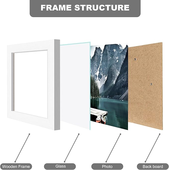 Hongkee 3.5x5 Picture Frame Set of 3 - Made of Real Glass and White Wooden Frame, 3.5 by 5 small Photo for Wall or Tabletop Display
