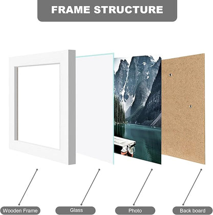 Hongkee 3.5x5 Picture Frame Set of 3 - Made of Real Glass and White Wooden Frame, 3.5 by 5 small Photo for Wall or Tabletop Display