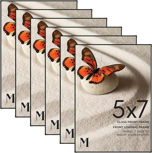 MANTELLO ESSENTIALS Picture Frames, 5x7 Picture Frame Buk, 6 Pack of Black Thin Frames, 5x7 Frame, Picture Frame Set of 6
