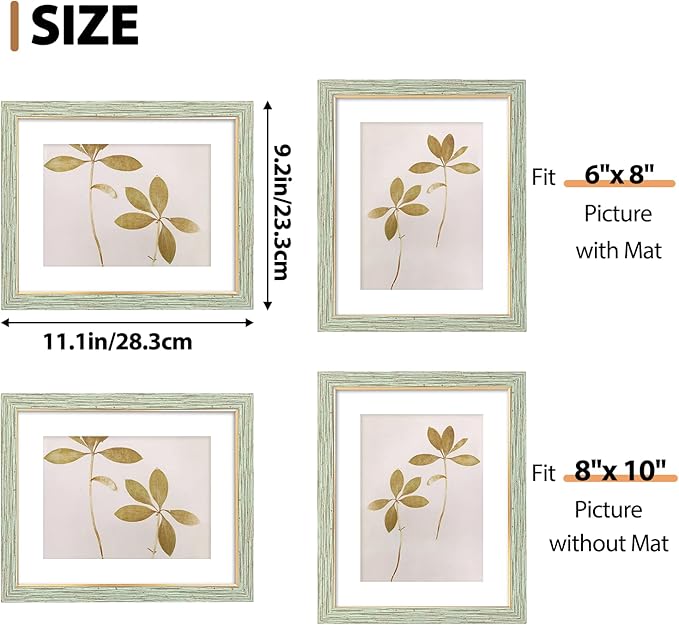 Fixwal 8x10 Picture Frame Set of 5, Vintage Photo Frame, Rustic Retro Picture Frame with Tempered Glass, Decorative Art on Walls and Tabletop Placement