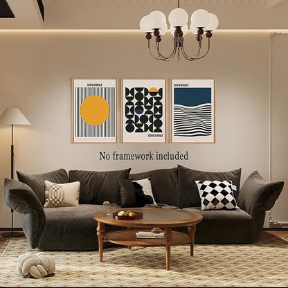 3Pcs Bauhaus Style Wall Art Bohemian Abstract Wall Decor Minimalist Canvas Mid Century Moderngeometry Poster Prints Painting Picture Suitable for Living Room Bedroom （12x16 unframed）
