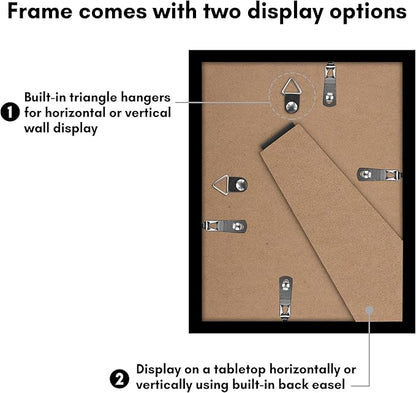 Americanflat 6x8 Picture Frame with Polished Plexiglass - Set of 5 - Use as 3x5 Frame with Mat or Display 6x8 Photo Without Mat - Galleria Collection - Picture Frames for Tabletop and Wall - Black