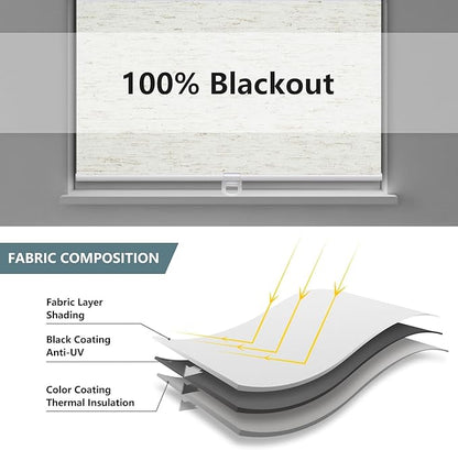 Cordless Roller Shades Blackout Blinds for Windows Room Darkening Rolled Up Shades with Spring System, UV Protection Window Shades Door Blinds for Home and Office (26.5" W x 72" H, Linen Cream