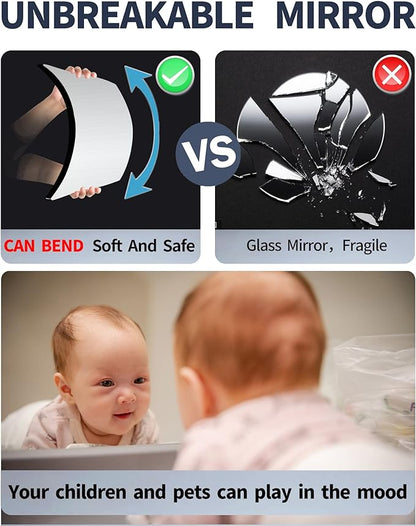Full Length Mirror for Kids Safety Shatterproof Mirror, Plastic Wall Mirrors, Made Of Acrylic Plexiglass Mirrors, 4 Pcs 12"x12", Long Bedroom Door Closet Mirror's, Workout For Home Gym Body Mirror's
