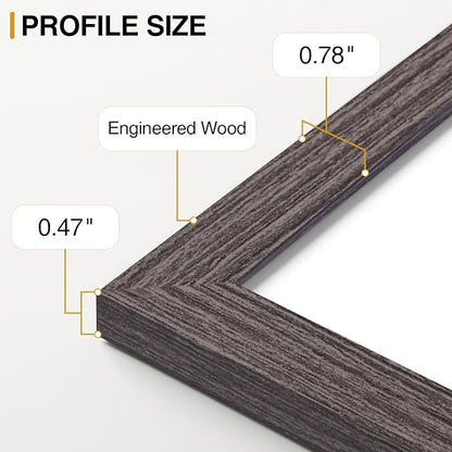 Vittanly 12x12 Picture Frames Set of 9, Display 8x8 Pictures with Mat or 12x12 without Mat, Photo Frames for Wall Mount, Engineered Wood, Dark Grey