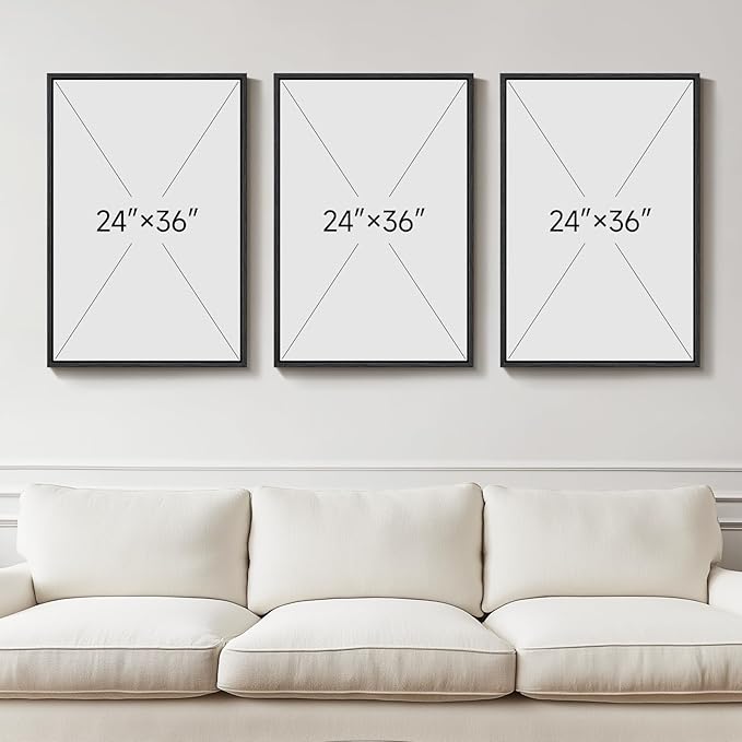 Large 3D Textured Framed Black and White Abstract Wall Art for Living Room, 3 Piece Modern Artwork for Walls, Black White Minimalist Geometric Paintings for Hallway Office Wall Decor 24x36 In