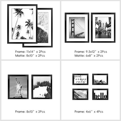 ArtbyHannah Gallery Wall Frame Set for Living Room, Multi-Size Black Picture Frames with Landscape Print Pictures, Hanging Wall Art Decor Black Photo Frame for Staircase Decoration (10 Pack)