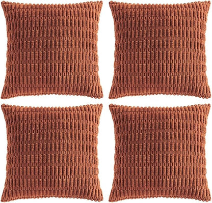 Fancy Homi 4 Packs Decorative Throw Pillow Covers for Living Room Couch Bed, Modern Farmhouse Boho Home Décor Accent Cushion Case, 18" x 18", Rust