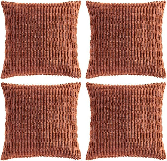 Fancy Homi 4 Packs Decorative Throw Pillow Covers for Living Room Couch Bed, Modern Farmhouse Boho Home Décor Accent Cushion Case, 18" x 18", Rust