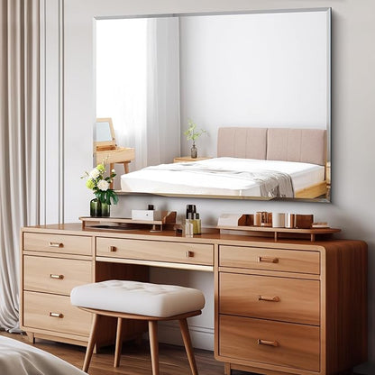 CILIBER Beveled Bathroom Mirror, 36x48 Large Bathroom Mirrors for Over Sink, 3mm Tempered Glass Beveled Frameless Vanity Mirror for Bathroom, Bedroom, Living Room and Entryway