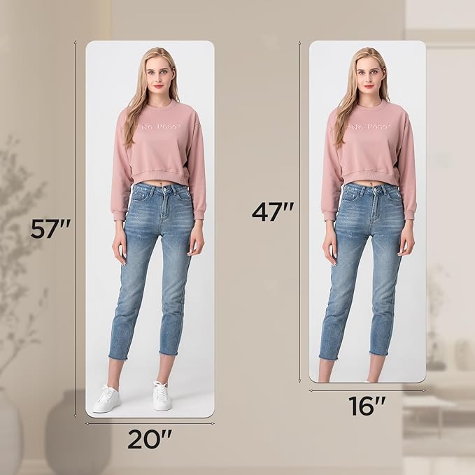 iCAGY Acrylic Full Body Mirror - Self-Adhesive Shatterproof Wall Mirror, Ultra-Thin 0.06” Lightweight for Home Gym, Bedroom, Closet Door - Frameless Easy Install (4, Rectangle, 16" W x 47" L)