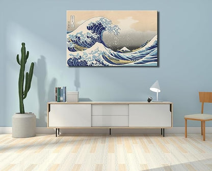 dgbtcart The Great Wave off Kanagawa by Hokusai Canvas Wall Art Japanese Classic Artwork Painting Decor for Living Room Seascape Picture Print for Bedroom Office Decoration - 32"x48"