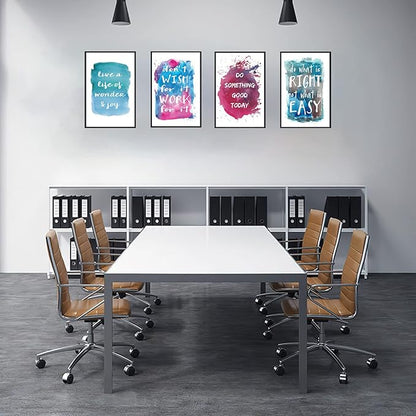 Set of 4 Framed Motivational Wall Art Inspirational Quote Watercolor Phrase for Living Room Decor, Canvas Painting Posters Print Pictures for Office Bedroom Home kitchen Decoration