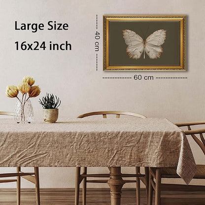 YD&YZY Gold Framed Vintage Wall Art Canvas Classical Butterfly Dark Gray Farmhouse Wall Decor Retro Moody Aesthetic Art Painting Picture Print Artwork Decor for Bedroom Bathroom 16x24 inch Framed
