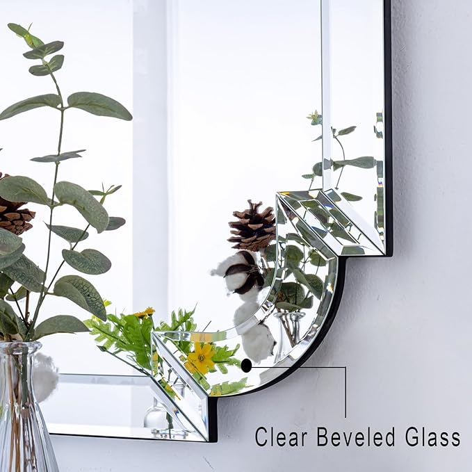 Chende Narrow Bathroom Mirror for Vanity Set, 47''x24'' Large Living Room Mirrors for Wall Decor with Beveled Frame, Rectangle Frameless Accent Mirror for Dining Room, Entryway, Fireplace, Bedroom