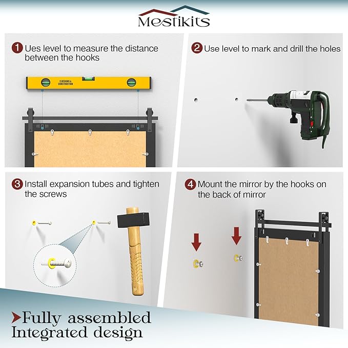 Farmhouse Mirror for Bathroom 40x30 Inch, White Wood Framed Rustic Mirror, Rectangle Wall Decorative Mirrors for Entryway, Living Room, Bedroom