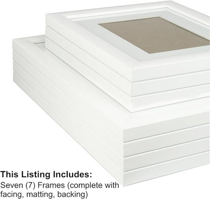 Craig Frames 23247812 Picture Frame 7-Piece Wall Set, White Frames, White Display Mats
