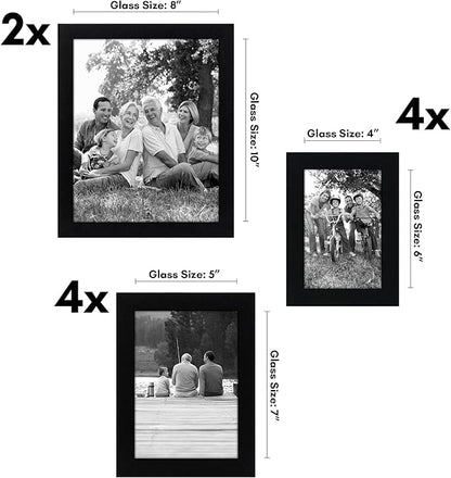Americanflat Set of 10 Picture Frames with Shatter-Resistant Glass - Gallery Wall Frame Set with Two 8x10, Four 5x7 and Four 4x6 Frames - Signature Collection - Black
