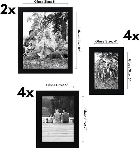 Americanflat Set of 10 Picture Frames with Shatter-Resistant Glass - Gallery Wall Frame Set with Two 8x10, Four 5x7 and Four 4x6 Frames - Signature Collection - Black