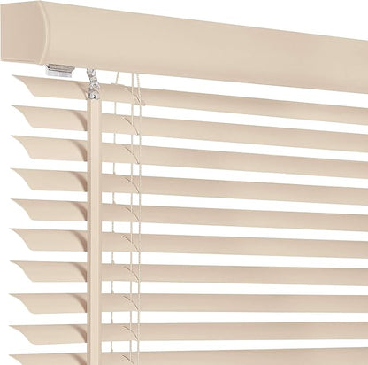Cordless Light Filtering Mini Blind - 43 Inch Width, 64 Inch Length, 1" Slat Size - Alabaster - Cordless GII Morningstar Horizontal Windows Blinds for Interior by Achim Home Decor