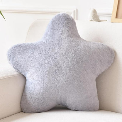 Star Pillow, Decorative Throw Pillows for Bed Couch, 15" Star Shaped Pillow Plush Floor Cushions Room Decor Pillow with Faux Rabbit Fur for Sofa Bedroom Living Room (Light Grey, 19.6" x 19.6")