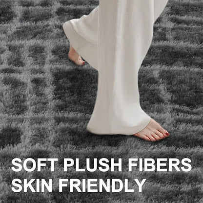 Shag Rugs for Bedroom Living Room, Tie-Dyed Ultra Soft Fluffy Furry Area Rugs for Indoor Floor, Aesthetic Carpet for Kids Home Decor,4x6 Ft Grey