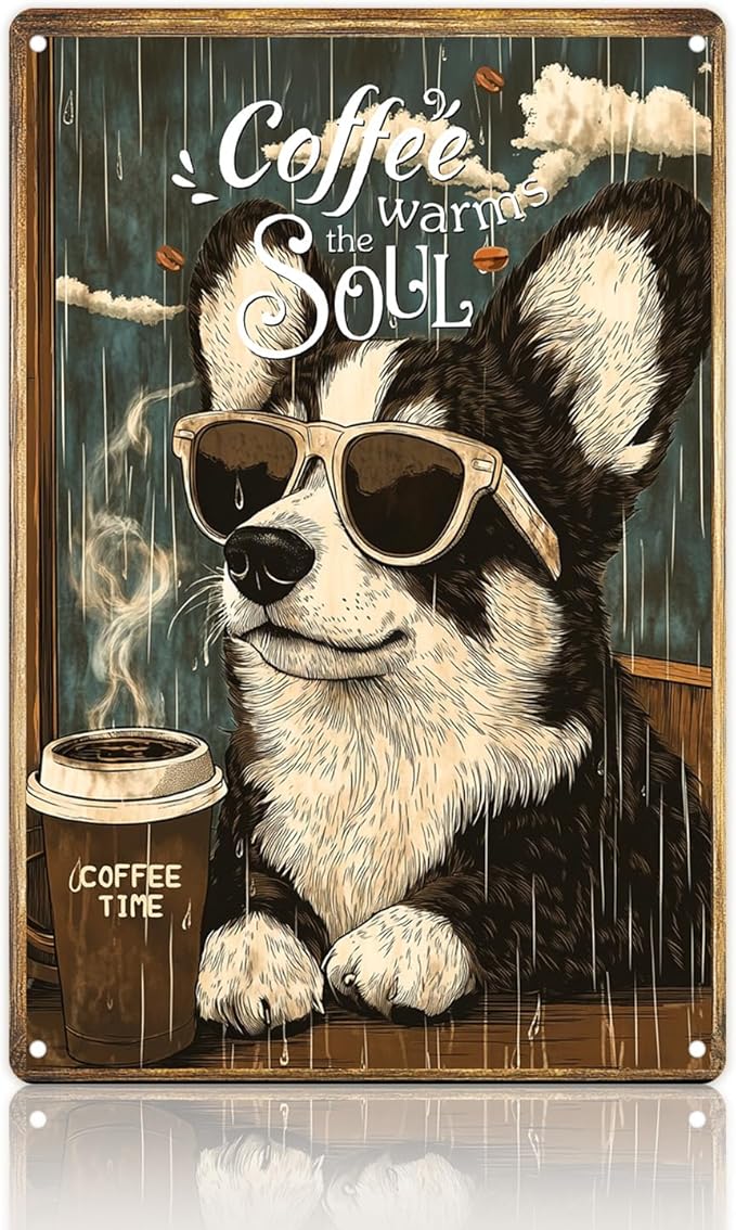 Vintage Metal Wall Decor 8x12in Posters - Coffee Warms The Soul Man Cave Decor Room And Café Decor