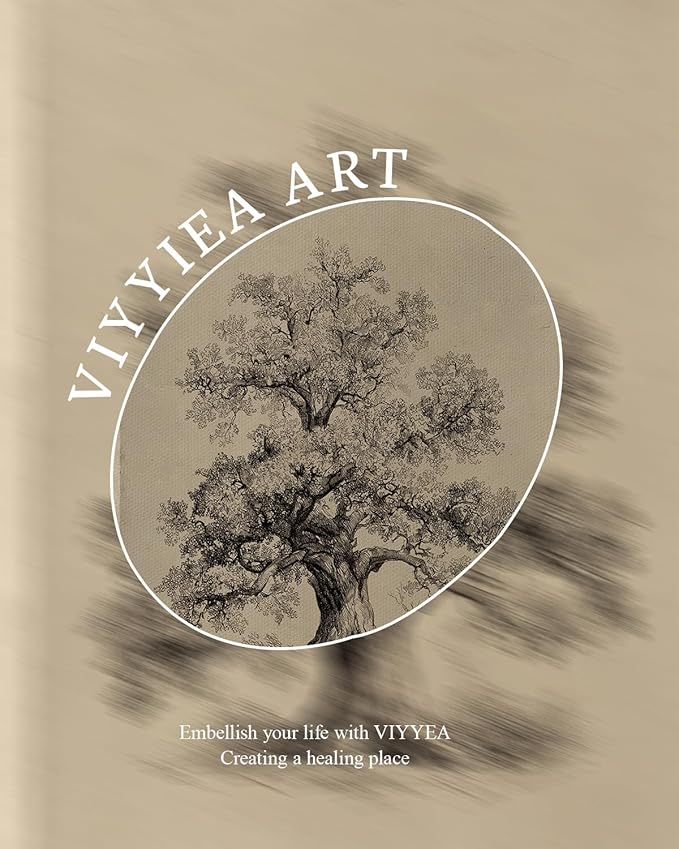 VIYYIEA Vintage Gold Framed Wall Art, Botanical Sketch Rustic Farmhouse Decor, Aesthetic Classical Oak Tree Illustration Pictures for Living Room Bathroom Gallery, 8x10inch