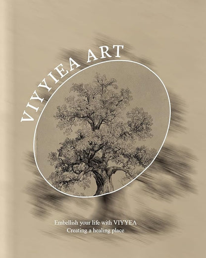 VIYYIEA Vintage Gold Framed Wall Art, Botanical Sketch Rustic Farmhouse Decor, Aesthetic Classical Oak Tree Illustration Pictures for Living Room Bathroom Gallery, 8x10inch