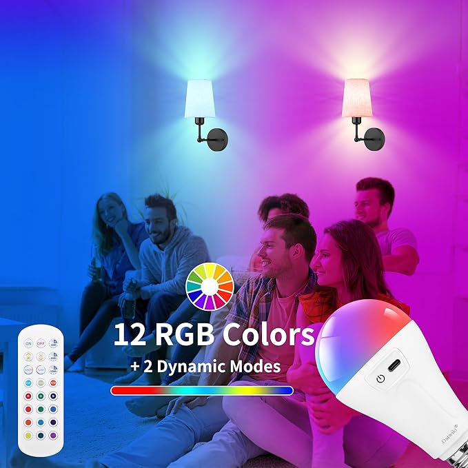 Ostwiki Battery Operated Wall Sconce Set of 2,Black Rechargeable Wall Lights with 5200mAh Dimmable RGB Bulbs and Remote Control,270°Rotation Wireless Wall Lamps for Indoor Bedroom Living Room Hallway