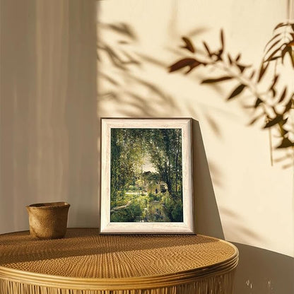 uniro Framed Canvas Wall Art, Vintage Summer Country Landscape Oil Painting, Retro Aesthetic Artwork for Wall Home Living Room Bathroom Bedroom Farmhouse Wall Decor - 10"x12"