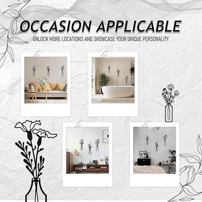 PAASTAI 3 Pieces Metal Flowers Wall Art - Minimalist Farmhouse Wall Hanging Decor for Living Room, Bedroom, Kitchen, Bathroom, Hallway - Floral Home and Office Decor (DK-03)