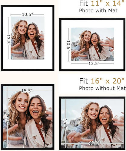 brisafe 16x20 Picture Frames Set of 6, Display Pictures 11x14 with Mat or 16x20 without Mat, Wall Gallery Poster Frames, Mothers Day Gifts, Black