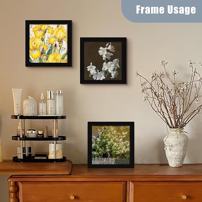 SESEAT 8x8 Picture Frame Set of 10, Display Pictures 8x8 Prints Without Mat, Tabletop or Wall Mounting, Black