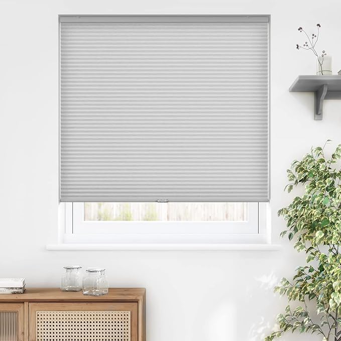 LazBlinds Cordless Cellular Shades, Light Filtering Honeycomb Shades for Home, Thermal Insulation Noise Reduction Blinds for Windows, 30'' W x 48'' H, Grey