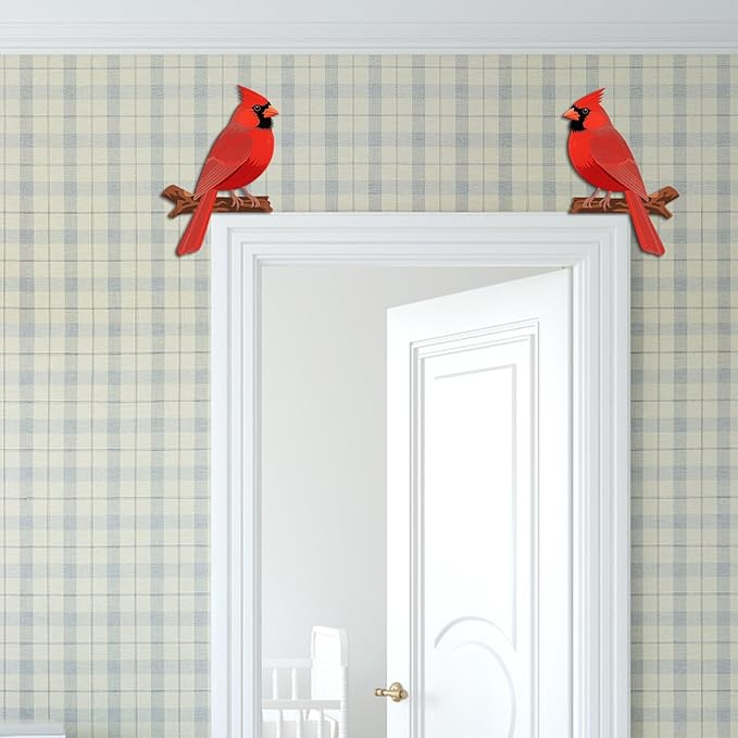COLOR VALLEY ART Cardinal Door Topper Wall Decor, Wooden Branch Design, 9.8 x 9 inches, Hummingbird Corner Frame Decoration (2Pcs Hummingbirds)