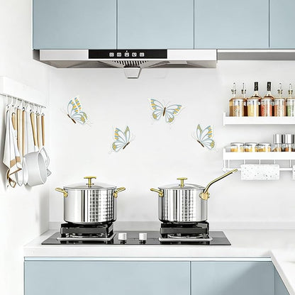 PoYang 4 Pieces Metal Butterfly Wall Decor - Butterflies Metal Wall Art for Living Room Dining Room Bedroom Bathroom Kitchen | Blue and Yellow | Lightweight | Cute and Modern | Easy to Install