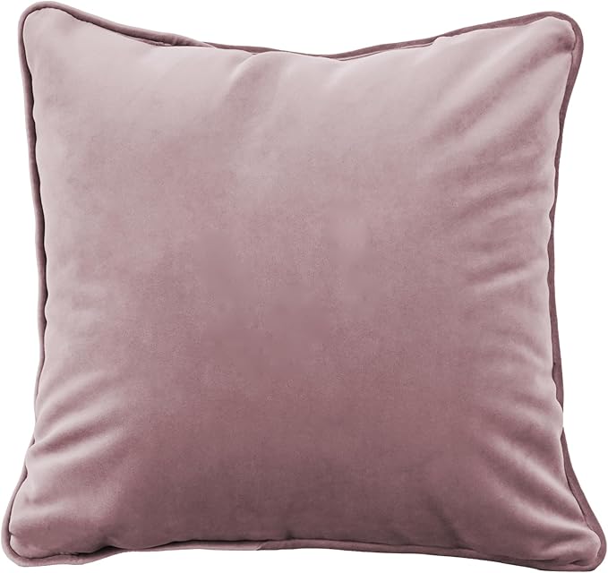 FDP 15" x 15" Velvet Square Pillow Set with Piping Decorative Throw Pillow for Home Dcor in Living Room, Bedroom or Lounge (2-Pack) - Mauve, 15157-112