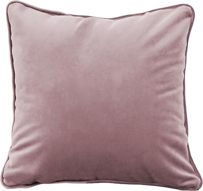 FDP 15" x 15" Velvet Square Pillow Set with Piping Decorative Throw Pillow for Home Dcor in Living Room, Bedroom or Lounge (2-Pack) - Mauve, 15157-112