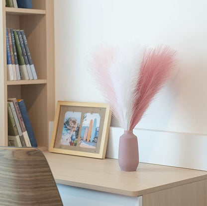 Faux Pampas Grass Decor, 18"/45cm Artificial Pampas Grass Fluffy 6 Stem pompous Grass Flower Arrangement for Boho Home Wedding Decoration (Blush,Cream,Pink)