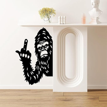 Quanqiuyi Funny Bigfoot Wall Art - Rustproof Metal Sculpture for Outdoor Garden & Patio Decor, Wilderness Theme Novelty Gift