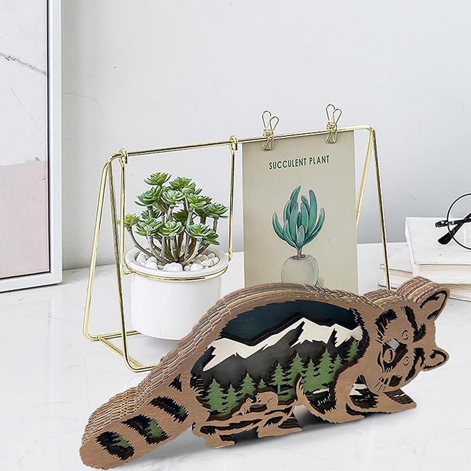 Laozai Wooden Forest Animals Raccoon Decor Cabin Rustic Decor Wall Decorations Mountain decor for Bedroom Living Room Table Decorative